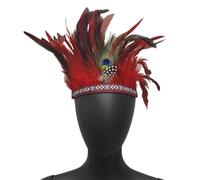 Oxtxuzdm LasVegas Serre-tête à plumes pour MardiGras Costume Cheveux Déco Indien Bandeau pour Célébration Scène Performances Couvre-chef Accessoire de fête