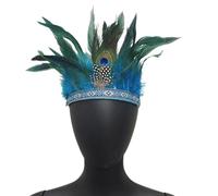 Oxtxuzdm LasVegas Serre-tête à plumes pour MardiGras Costume Cheveux Déco Indien Bandeau pour Célébration Scène Performances Couvre-chef Accessoire de fête
