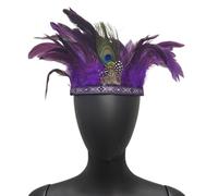 Oxtxuzdm LasVegas Serre-tête à plumes pour MardiGras Costume Cheveux Déco Indien Bandeau pour Célébration Scène Performances Couvre-chef Accessoire de fête
