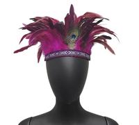 Oxtxuzdm LasVegas Serre-tête à plumes pour MardiGras Costume Cheveux Déco Indien Bandeau pour Célébration Scène Performances Couvre-chef Accessoire de fête