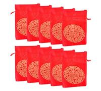 Oxtxuzdm Lot de 10 sacs de bénédiction de paix pour mariage créatif, sac à bonbons en brocart, fournitures de mariage, Nouvel An, sacs à bonbons rouges avec cordon de serrage pour fête d'anniversaire