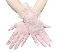 Oxtxuzdm Lot de 2 gants d'opéras en dentelle noire pour femme - Gants sophistiqués pour mariage et événement, rose, 25x9x0.7cm