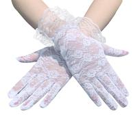 Oxtxuzdm Lot de 2 gants d'opéras en dentelle noire pour femme - Gants sophistiqués pour mariage et événement, blanc, 25x9x0.7cm