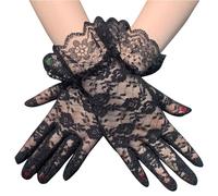 Oxtxuzdm Lot de 2 gants d'opéras en dentelle noire pour femme - Gants sophistiqués pour mariage et événement, Noir , 25x9x0.7cm