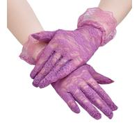Oxtxuzdm Lot de 2 gants d'opéras en dentelle noire pour femme - Gants sophistiqués pour mariage et événement, violet, 25x9x0.7cm