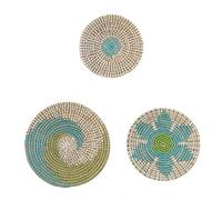 Oxtxuzdm Lot de 3 assiettes rondes tissées à suspendre pour décoration créative pour maison, chambre, salon, bureau
