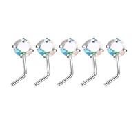 Oxtxuzdm Lot de 5 bijoux de nez en alliage robuste et tendance en forme de L et anneau avec zircones cubiques, AB color straight ro, Comme décrit, Comme décrit.