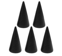 Oxtxuzdm Lot de 5 présentoirs en bois massif pour bagues en forme de cône - Organisateur de bijoux - Présentoir à bijoux - Présentoir à bagues en bois massif