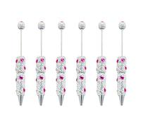 Oxtxuzdm Lot de 6 stylos à bille à encre noire scintillante de 1,0 mm pour écrire des strass, fournitures scolaires fantaisies