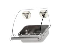 Oxtxuzdm Mangeoires à mâcher en acier inoxydable avec couvercle en acrylique à suspendre pour petits médias oiseaux antirouille