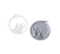 Oxtxuzdm Moule en silicone creux pour décoration de porte d'entrée, motif couronne de Pâques, lapins, pendentifs muraux, résines époxy