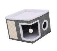 Oxtxuzdm Niche pliante pour chat avec poteaux résistants à la mastication pour petits à grands abris pliants