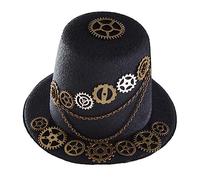 Oxtxuzdm Pinces à cheveux métalliques plates en forme de chapeau punk cosplay support à cheveux médiéval pour adulte chapeau Fedora noir pour femme large bord large feutre pour thé fête costumée