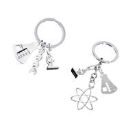 Oxtxuzdm Porte-clés élégant avec flasque et microscope - Convient pour les étudiants, les enseignants et les chercheurs - Utilisation quotidienne décontractée - Porte-clés scientifique, a, taille