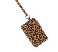 Oxtxuzdm Portefeuille de voyage tour de cou - Pochettes cadeaux pour femme - Mini sac à main à bandoulière - Organisateur de rouge à lèvres - Pochette de voyage, Imprimé léopard marron., One Size