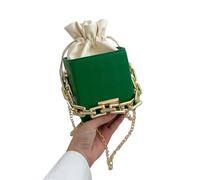 Oxtxuzdm Sac à bandoulière pour fille et femme - Sac à main fourre-tout polyvalent - Cordon de serrage carré - Chaîne simple - Grande capacité - Poignée supérieure, Vert, One Size