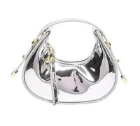 Oxtxuzdm Sac à main de soirée en cuir PU pour femme - Petit sac à main tendance pour fête et mariage - Sac à main en cuir synthétique pour bal de fin d'année, Argenté., One Size