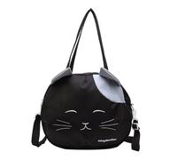 Oxtxuzdm Sac en toile de grande capacité pour femme - Motif chats de dessin animé - Sac à bandoulière japonais pour faire du shopping - Messager japonais pour femme, L Noir, One Size