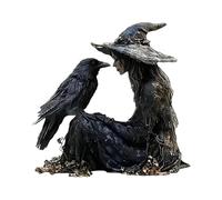 Oxtxuzdm Sculpture détaillée en forme de corbeau de sorcière 2D plat en acrylique pour centre de table, décoration d'Halloween, décoration d'intérieur