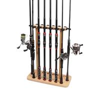 Oxtxuzdm Support de sol pour canne à pêche, support de rangement vertical, peut contenir 8/14 équipements, organisateurs de canne à pêche à la maison