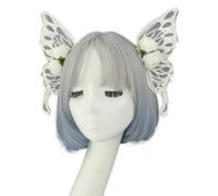 Oxtxuzdm Voile papillon avec perles baroques - Accessoire de tête pour jeu de rôle gothique - Fées costumées - Avec ailes violettes