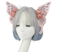 Oxtxuzdm Voile papillon avec perles baroques - Accessoire de tête pour jeu de rôle gothique - Fées costumées - Avec ailes violettes