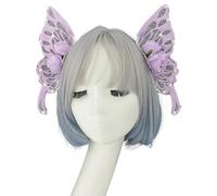 Oxtxuzdm Voile papillon avec perles baroques - Accessoire de tête pour jeu de rôle gothique - Fées costumées - Avec ailes violettes