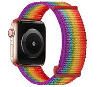 OXWALLEN Sports Bracelets Compatibles avec Bracelet Apple Watch 7 41mm 38mm 40mm, Remplacement Réglable Extensible Nylon élastique Pour iWatch SE & Series 7 6 5 4 3, Colorful Pride