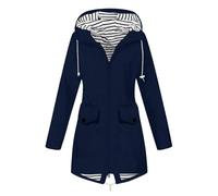 Oxxggkao 3. Manteau coupe-vent à capuche pliable à isolation thermique pour femme avec fermeture éclair intégrale et poches latérales