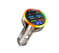 Oxxggkao 6 ports USB 200 W Chargeur de voiture rapide avec affichage numérique des tensions éclairage LED coloré pour plusieurs appareils dans le véhicule Chargeurs rapides de voiture