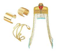 Oxxggkao Accessoires de déguisement égyptiens pour femme - Serpent d'Halloween - Coiffe égyptienne avec perles - Manchette de poignet - Accessoire de Cléopâtre