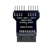 Oxxggkao Adaptateur d'extension double port USB 2.0 9 broches pour en-têtes de carte mère 19 broches avec extension USB efficace