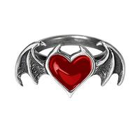 Oxxggkao Bague de mariage élégante en forme de cœur avec chauve-souris - Style vintage - Pour cocktail, fête, promesse - Pour petite amie et homme - Rouge - Pour femme - Petite amie et petit ami, One