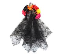 Oxxggkao Black Veil Flower Crown Skull Headband Day Of The Dead Rose Halloween Diadème Voile Noir Fleur Couronne