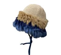 Oxxggkao Bonnet tricoté à la main en laine chaude pour l'extérieur, tendance, décontracté, automne, hiver, réveillon de Noël, Nouvel An, protection des oreilles, beige, Taille unique