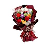 Oxxggkao Bouquet de remise de diplôme unique en coton au crochet avec jolie poupée parfaite tissée à la main Cadeau d'anniversaire charmant