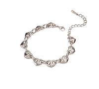 Oxxggkao Bracelet réglable en acier inoxydable avec breloque en forme de cœur de cochon élégant pour femme - Bijou tendance - Breloque de nez en forme de cœur de cochon - Chaîne de poignet réglable en