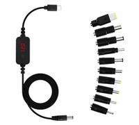 Oxxggkao Câble Adaptateur d'alimentation De Type C ToDC Cordon Rapide avec 10 Têtes Conversion Tension Réglable 5V 9V 12V 15V 20V Conception Compacte