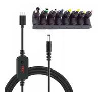Oxxggkao Câble d'alimentation type C vers DC5521 5,5 x 2,1 mm 1 m 8 embouts interchangeables PD5V-20 V en option pour divers appareils électroniques connecteurs adaptateur