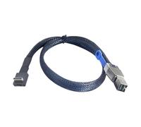 Oxxggkao Câble de connexion tressé 90 degrés SFF 8611 4i vers SFF 8644 4i pour configuration de châssis PC Durabilité Cordon serveur PCIe Oculink Solution