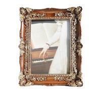 Oxxggkao Cadre photo élégant en résine style européen vintage sculpté de fleurs rectangulaire pour décoration murale ou de table de bureau