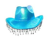 Oxxggkao Chapeau de cowboy à paillettes sauvages pour enterrement de vie de jeune fille Disco Glitter Disco pour acteur actrice chapeau homme