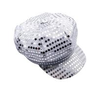 Oxxggkao Chapeau de fête argenté brillant 8 côtés S Ecure Wear Tissu polyester pour cosplay, jeu de rôle et utilisation théâtrale Casquettes vintage pour homme et femme