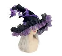 Oxxggkao Chapeau de sorcière d'Halloween convivial - Casquettes pratiques en polyester - Design pliable - Pour adultes et femmes - Accessoires de costume tendance - Chapeau de sorcière d'Halloween