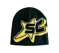 Oxxggkao Chapeau imprimé lettres pour tous les âges en tricot Y2K Street Snap Cap pour adolescents Bonnet résistant au soleil Casquette d'activités de plein air pare-soleil Unisexe Hommes Femmes, vert