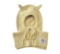 Oxxggkao Chapeau multifonctionnel pour enfant avec couverture du visage modifiable, plan de tissage isolé pour garçons et femmes de 1 à 5 ans avec cache-oreilles d'hiver doublé en polaire, jaune