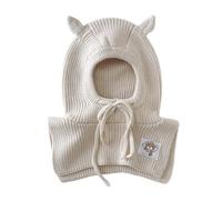 Oxxggkao Chapeau multifonctionnel pour enfant avec couverture du visage modifiable, plan de tissage isolé pour garçons et femmes de 1 à 5 ans avec cache-oreilles d'hiver doublé en polaire, beige