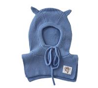 Oxxggkao Chapeau multifonctionnel pour enfant avec couverture du visage modifiable, plan de tissage isolé pour garçons et femmes de 1 à 5 ans avec cache-oreilles d'hiver doublé en polaire, bleu clair