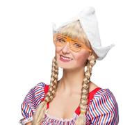 Oxxggkao Chapeau néerlandais élégant en dentelle blanche avec lunettes d'obturation pour femme Cosplay événement Holland Costume Accessoire de fête internationale