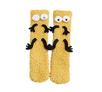 Oxxggkao Chaussettes de sol chaudes pour enfants de 0 à 8 ans - Antidérapantes - Pour l'hiver, jaune, Taille unique